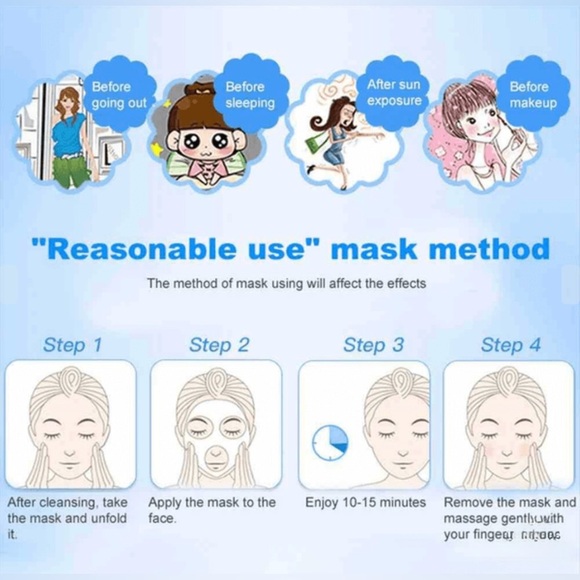 Hyaluronic Acid Moisturizing Mask 10 Individual Pieces New in Sealed Box - Picture 12 of 12